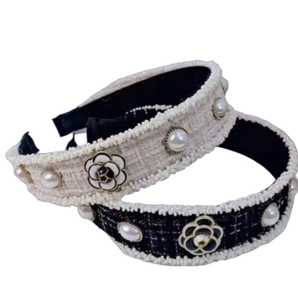 422. The Coco Camellia Pearl Tweed Headband
